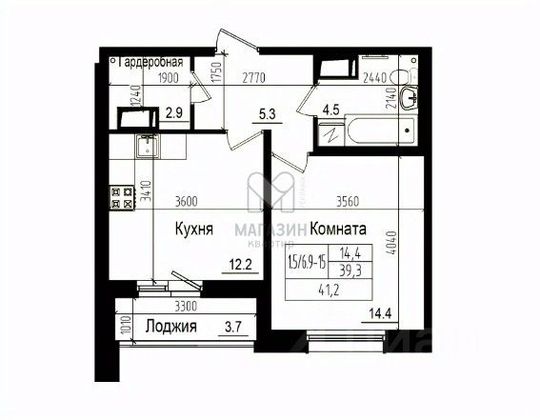 Продажа 1-комнатной квартиры 41,2 м², 9/23 этаж