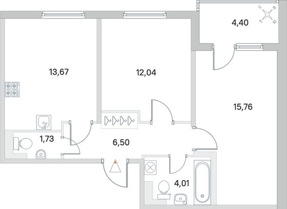Продажа 2-комнатной квартиры 55,9 м², 2/5 этаж
