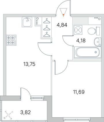 Продажа 1-комнатной квартиры 36,4 м², 7/8 этаж