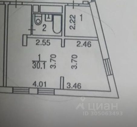 Продажа 1-комнатной квартиры 38,1 м², 9/14 этаж
