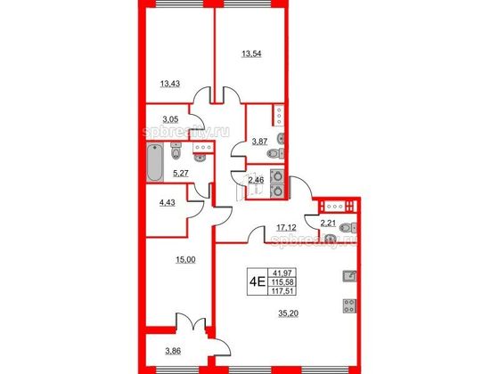Продажа 3-комнатной квартиры 115,6 м², 2/8 этаж