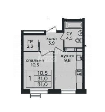 Продажа 1-комнатной квартиры 31 м², 2/16 этаж