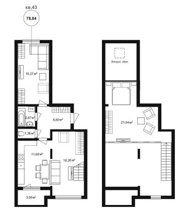 Продажа 2-комнатной квартиры 79,2 м², 4/3 этаж