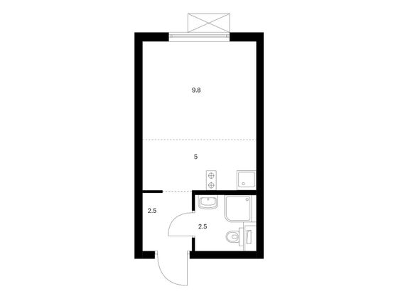 19,8 м², студия, 24/25 этаж