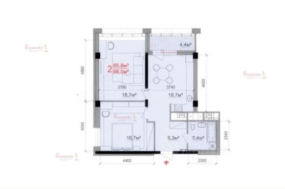 Продажа 2-комнатной квартиры 66,3 м², 25/25 этаж