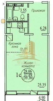 Продажа квартиры-студии 37,8 м², 2/10 этаж