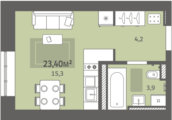 Продажа квартиры-студии 23,4 м², 2/9 этаж