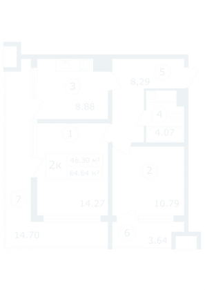 Продажа 2-комнатной квартиры 64,6 м², 10/12 этаж