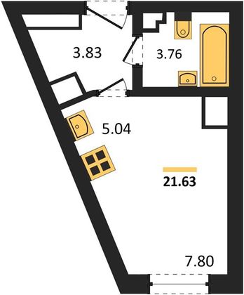 Продажа квартиры-студии 21,6 м², 3/14 этаж