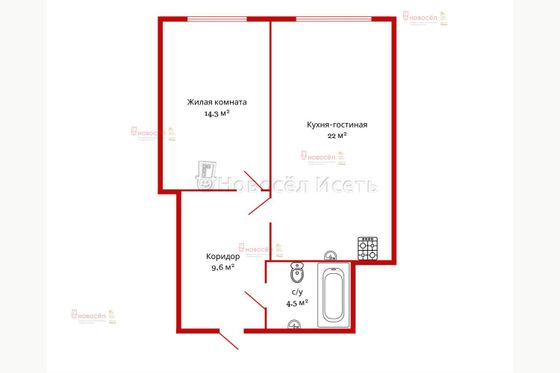 Продажа 2-комнатной квартиры 51 м², 1/26 этаж