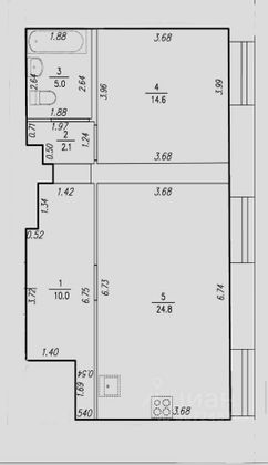 Продажа 2-комнатной квартиры 56,5 м², 2/8 этаж