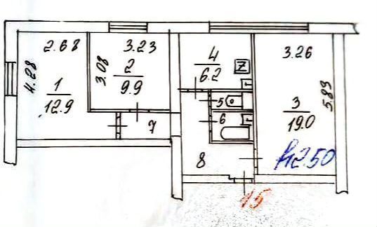 Продажа 3-комнатной квартиры 60 м², 3/12 этаж