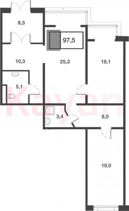 Продажа 2-комнатной квартиры 97,5 м², 1/17 этаж