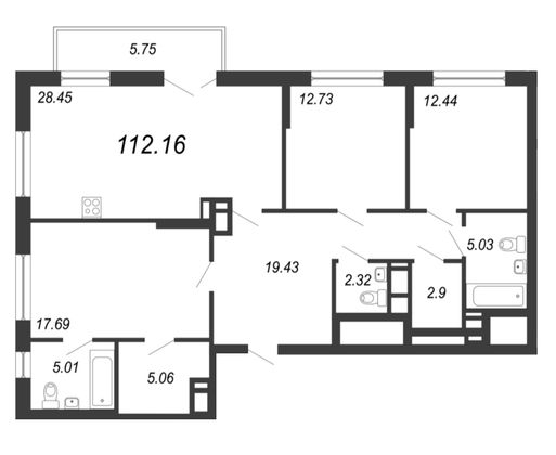 Продажа 4-комнатной квартиры 112,2 м², 10/18 этаж