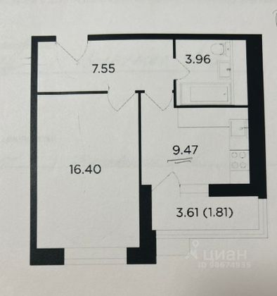 Продажа 1-комнатной квартиры 37 м², 11/23 этаж
