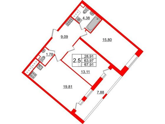 Продажа 2-комнатной квартиры 64 м², 10/18 этаж