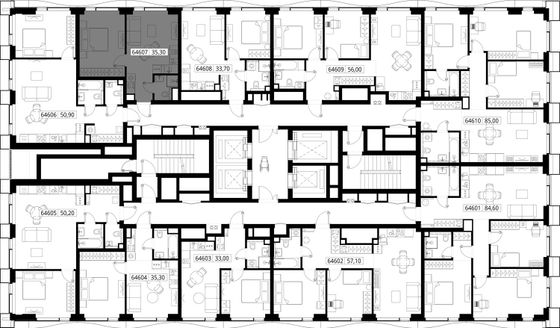 Продажа 1-комнатной квартиры 35,3 м², 46/48 этаж