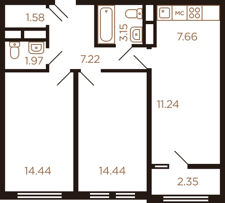 Продажа 3-комнатной квартиры 64,1 м², 3/8 этаж