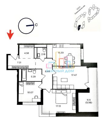 Продажа 3-комнатной квартиры 98 м², 14/26 этаж