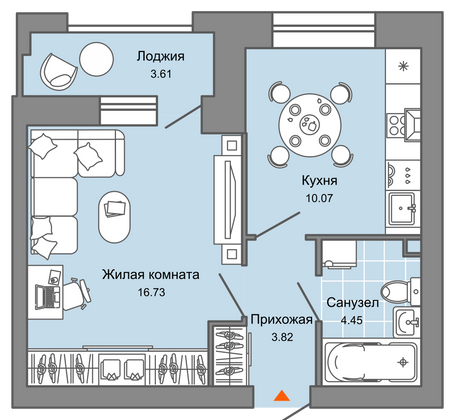 37 м², 1-комн. квартира, 5/7 этаж