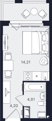 Продажа квартиры-студии 23 м², 6/24 этаж