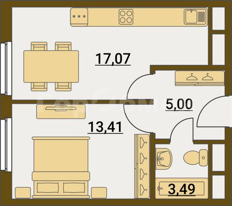 Продажа 1-комнатной квартиры 38,7 м², 16/25 этаж