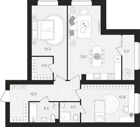 Продажа 2-комнатной квартиры 86,7 м², 10/10 этаж