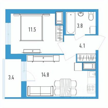 Продажа 1-комнатной квартиры 35,9 м², 16/18 этаж