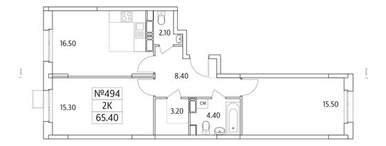 Продажа 2-комнатной квартиры 65,4 м², 18/25 этаж