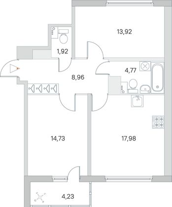 Продажа 2-комнатной квартиры 64,4 м², 5/8 этаж
