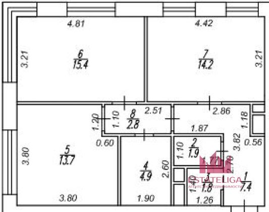 Продажа 2-комнатной квартиры 63 м², 6/23 этаж