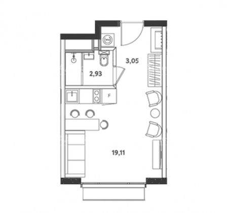 Продажа 1-комнатной квартиры 25,1 м², 24/24 этаж