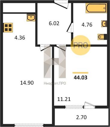 Продажа 1-комнатной квартиры 41,3 м², 19/25 этаж