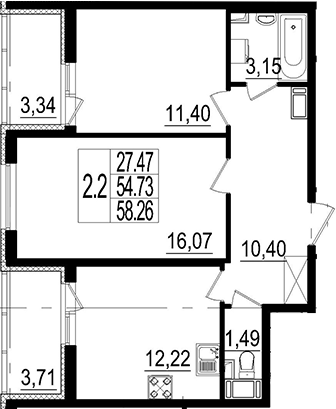 Продажа 3-комнатной квартиры 55 м², 5/8 этаж