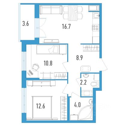 Продажа 2-комнатной квартиры 57 м², 4/18 этаж