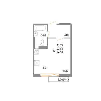 Продажа квартиры-студии 24 м², 9/10 этаж