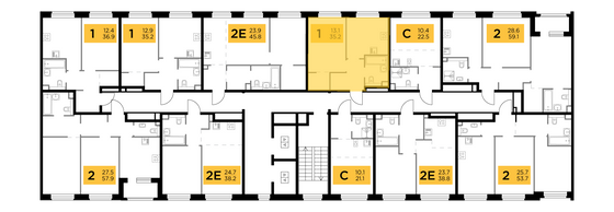 Продажа 1-комнатной квартиры 35,2 м², 14/17 этаж