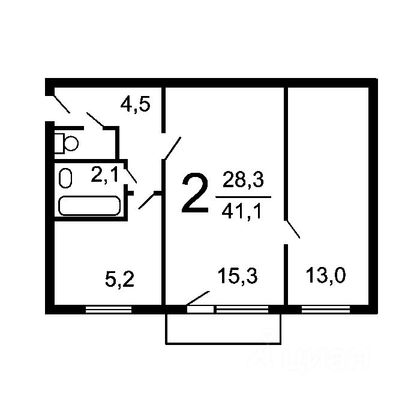 Продажа 2-комнатной квартиры 42,5 м², 5/5 этаж