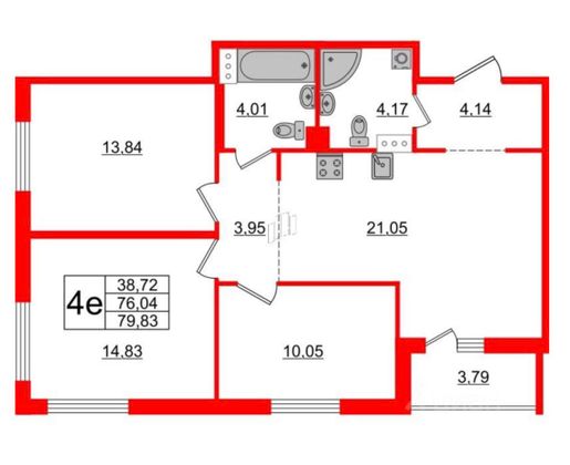 Продажа 3-комнатной квартиры 79,8 м², 6/10 этаж