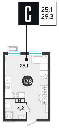 Продажа квартиры-студии 29,3 м², 8/18 этаж