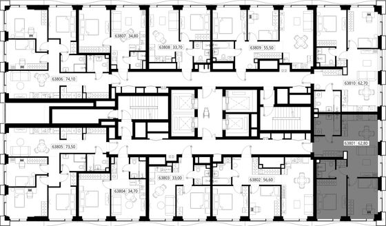 Продажа 2-комнатной квартиры 62,8 м², 38/48 этаж