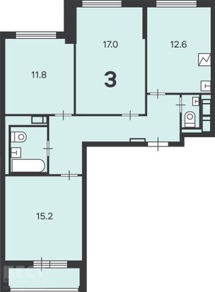 Продажа 3-комнатной квартиры 73,4 м², 14/15 этаж