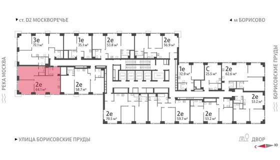 Продажа 2-комнатной квартиры 64,1 м², 13/52 этаж