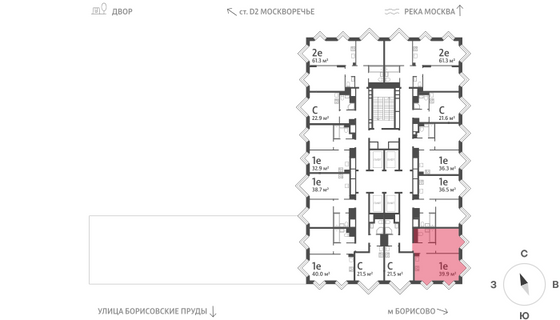 Продажа 1-комнатной квартиры 39,9 м², 30/30 этаж