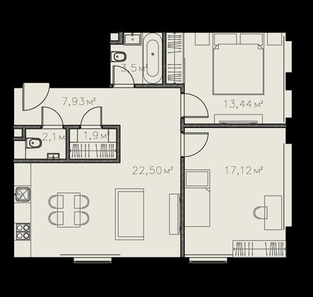 Продажа 3-комнатной квартиры 69,6 м², 4/5 этаж