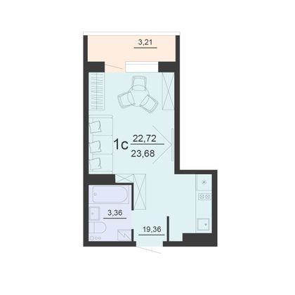 Продажа 1-комнатной квартиры 23,7 м², 20/20 этаж