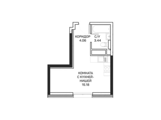 22,6 м², студия, 3/8 этаж