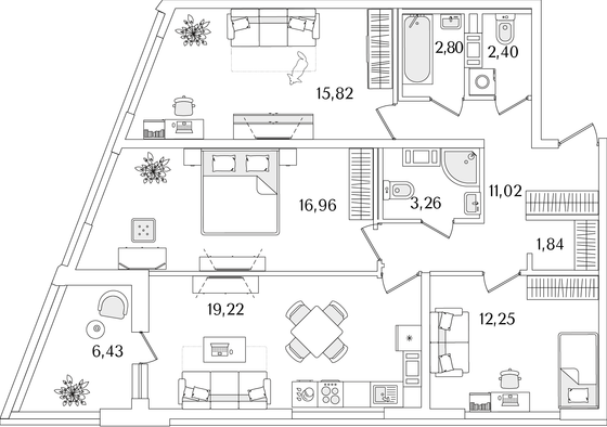 88,8 м², 3-комн. квартира, 9/17 этаж