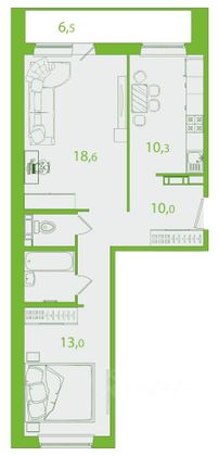 Продажа 2-комнатной квартиры 60 м², 6/10 этаж