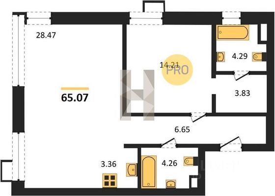 Продажа 1-комнатной квартиры 65,1 м², 16/21 этаж